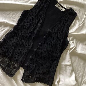 Black Crochet Vest